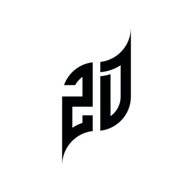 ZD monogram geometrik şekil şablonu. Monogram ilk tasarım vektörü beyaz arkaplanda izole edildi