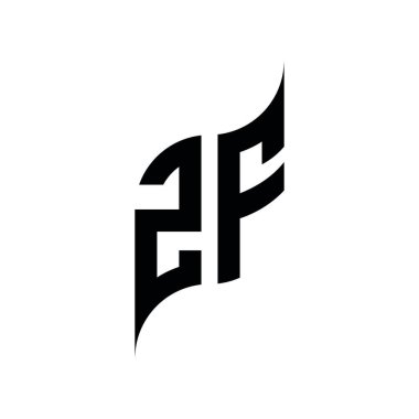 ZF Monogram geometrik şekil şablonu. Monogram ilk tasarım vektörü beyaz arkaplanda izole edildi