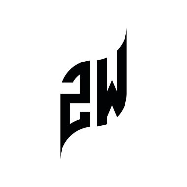 ZW Monogram geometrik şekil şablonu. Monogram ilk tasarım vektörü beyaz arkaplanda izole edildi