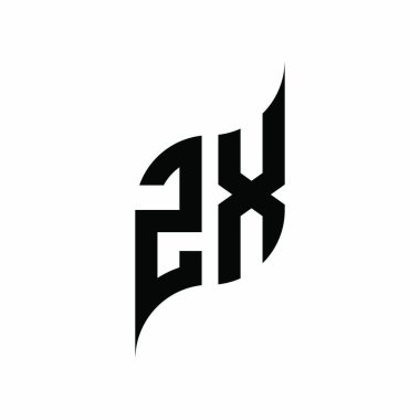 ZX Monogram geometrik şekil şablonu. Monogram ilk tasarım vektörü beyaz arkaplanda izole edildi