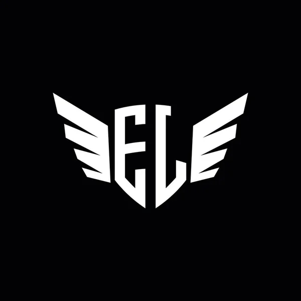 Ejモノグラム翼形状デザインテンプレートと幾何学的初期のロゴ 黒の背景に隔離された翼初期ロゴデザイン — ストックベクタ