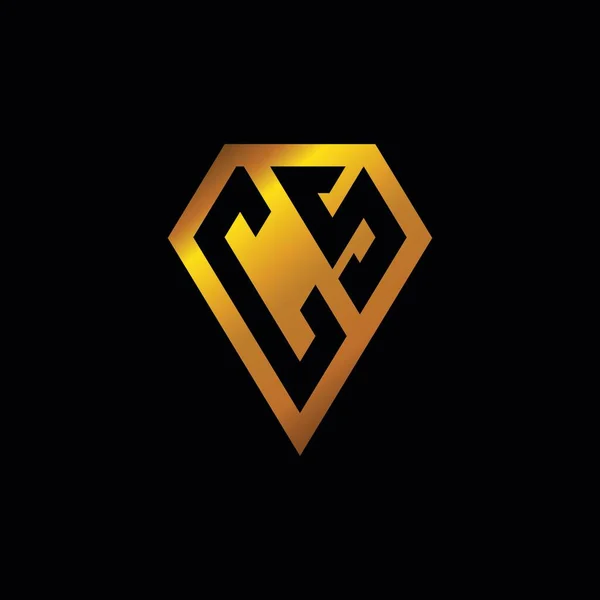 Logo Met Gouden Diamant Vorm Stijl Vector Monogram Geometrische Gouden — Stockvector