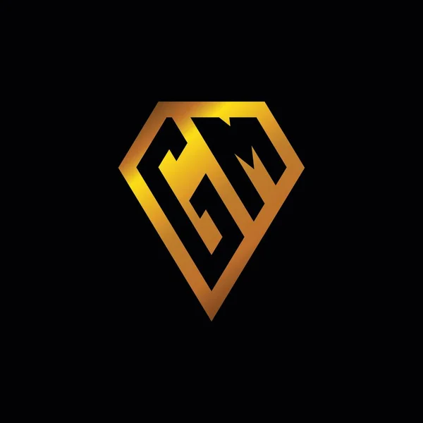 Logotipo Com Vetor Estilo Forma Diamante Dourado Monograma Geométrico Estilo — Vetor de Stock