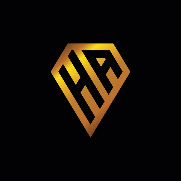 Logo Con Vettore Stile Forma Diamante Oro Monogramma Geometrico Stile — Vettoriale Stock