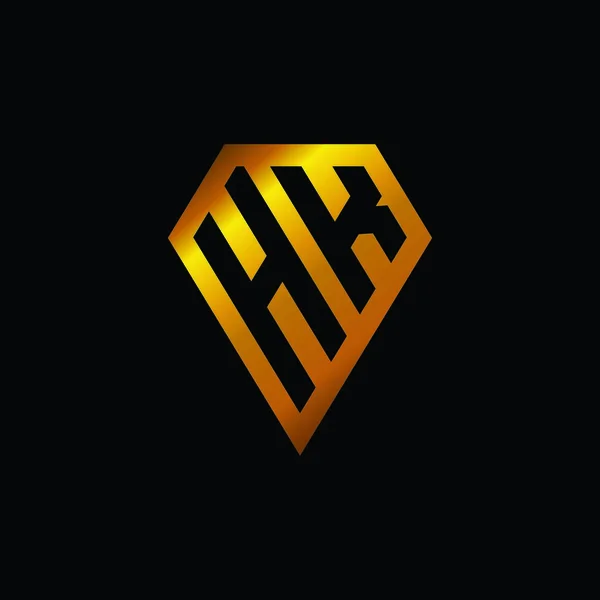 Altın Elmas Biçimli Hong Kong Logosu Siyah Arkaplanda Izole Edilmiş — Stok Vektör