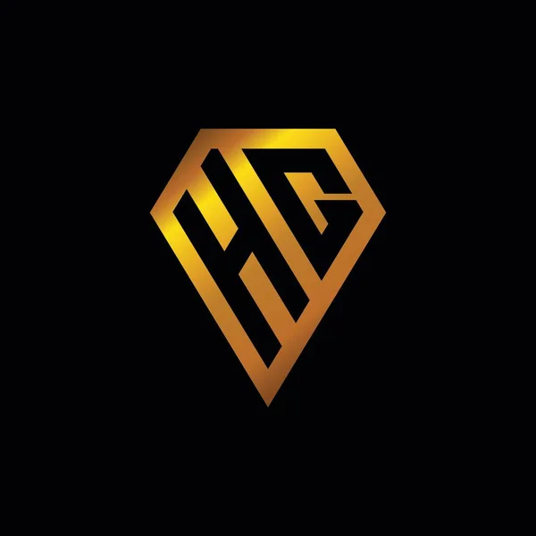Logo Złotym Diamentem Kształcie Wektora Monogram Geometryczny Złoty Kształt Styl — Wektor stockowy