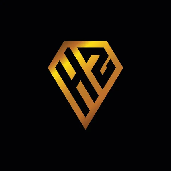 Logo Avec Vecteur Forme Diamant Doré Style Monogramme Géométrique Doré — Image vectorielle