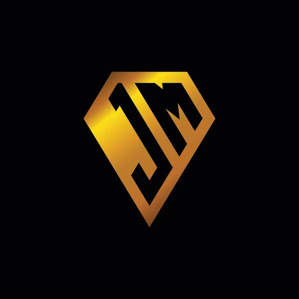 Logo Avec Vecteur Forme Diamant Doré Style Monogramme Géométrique Doré — Image vectorielle