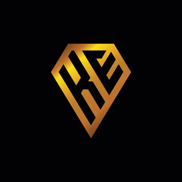 Logo Con Vettore Stile Forma Diamante Dorato Monogramma Geometrico Stile — Vettoriale Stock
