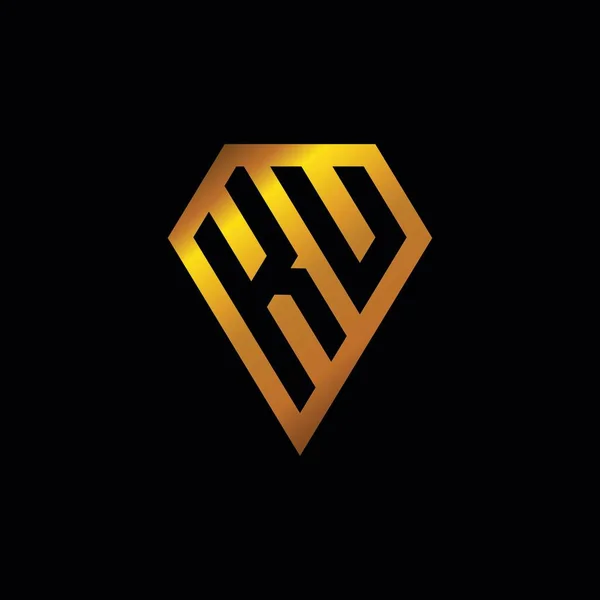 Logo Zlatým Kosočtvercovým Tvarem Vektor Monogram Geometrický Zlatý Tvar Styl — Stockový vektor