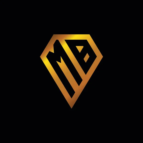 Logo Złotym Diamentem Kształcie Wektora Monogram Geometryczny Złoty Kształt Styl — Wektor stockowy