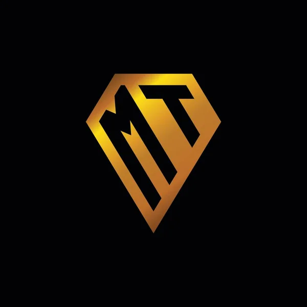 Logo Avec Vecteur Forme Diamant Doré Style Forme Géométrique Monogramme — Image vectorielle