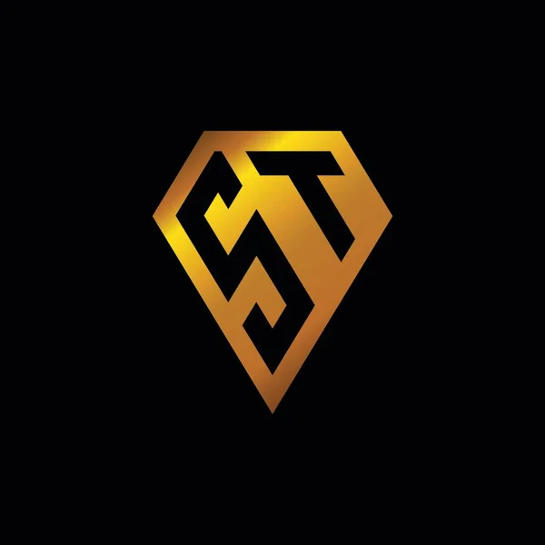 Logo Golden Diamond Shape Style Vector Monogram Geometric Golden Shape — Stock Vector