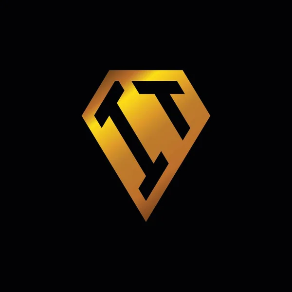 Logo Golden Diamond Shape Style Vector Monogram Geometric Golden Shape — Stock Vector
