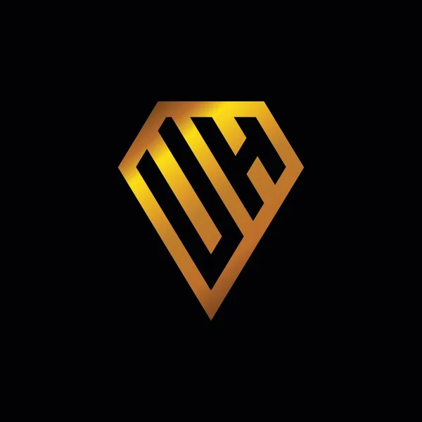Logo Con Vettore Stile Forma Diamante Dorato Monogramma Geometrico Stile — Vettoriale Stock