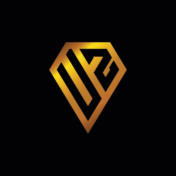 Logo Met Gouden Diamant Vorm Stijl Vector Monogram Geometrische Gouden — Stockvector