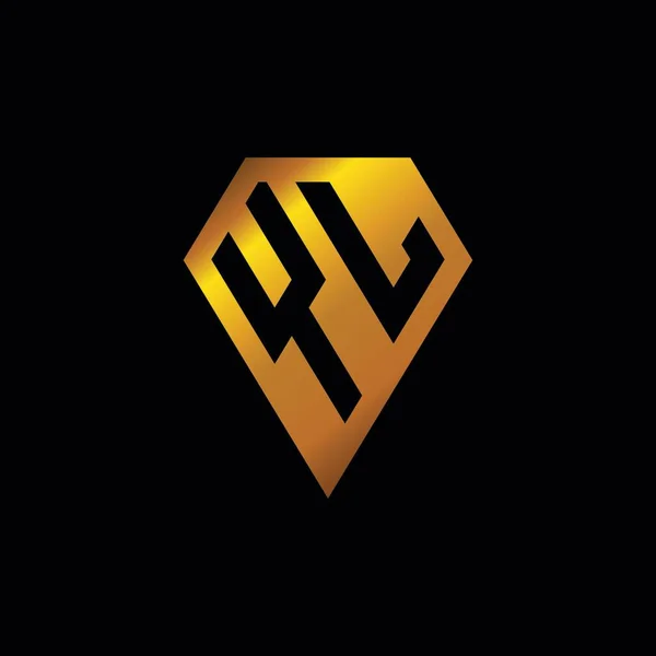 Logo Złotym Kształcie Diamentu Wektor Stylu Monogram Geometryczny Złoty Kształt — Wektor stockowy