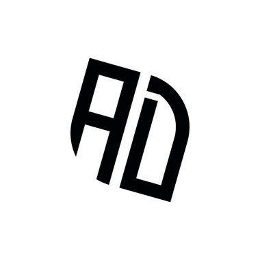 Beyaz arkaplanda izole edilmiş geometrik şekil vektör monogram tasarım şablonu olan AD logosu
