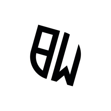 Beyaz arkaplanda izole edilmiş geometrik şekil vektör monogram tasarım şablonu olan BW logosu