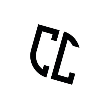 Beyaz arkaplanda izole edilmiş geometrik şekil vektör monogram tasarım şablonu olan CC logosu