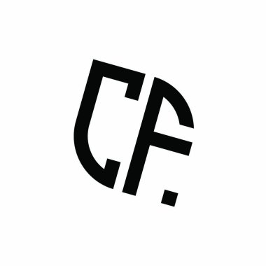 Beyaz arkaplanda izole edilmiş geometrik şekil vektör monogram tasarım şablonu olan CF logosu