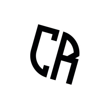 Beyaz arkaplanda izole edilmiş geometrik şekil vektör monogram tasarım şablonu olan CR logosu