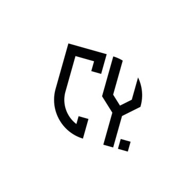 Beyaz arkaplanda izole edilmiş geometrik şekil vektör monogram tasarım şablonu olan CY logosu