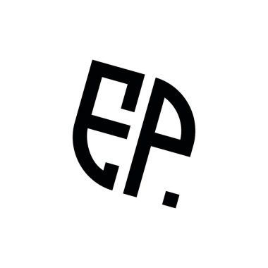 Beyaz arkaplanda izole edilmiş geometrik şekil vektör monogram tasarım şablonu olan EP logosu
