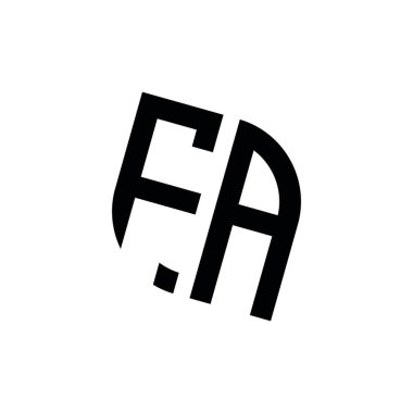 Beyaz arkaplanda izole edilmiş geometrik şekil vektör monogram tasarım şablonuna sahip FA logosu