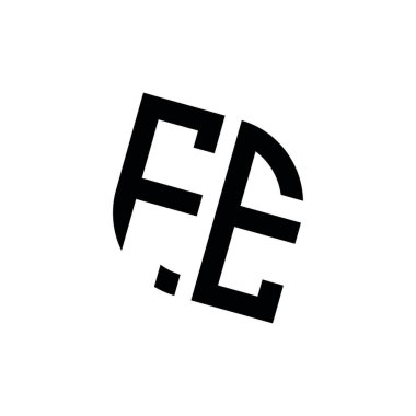 FE logosu beyaz arkaplanda izole edilmiş geometrik şekil vektör monogram tasarım şablonu
