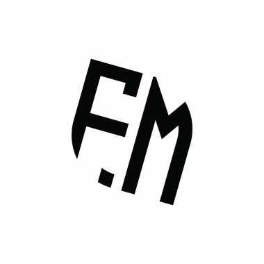 Beyaz arkaplanda izole edilmiş geometrik şekil vektör monogram tasarım şablonu olan FM logosu