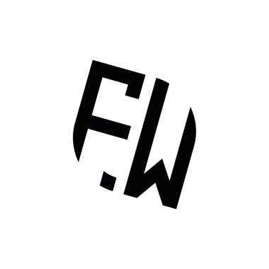Beyaz arkaplanda izole edilmiş geometrik şekil vektör monogram tasarım şablonuna sahip FW logosu