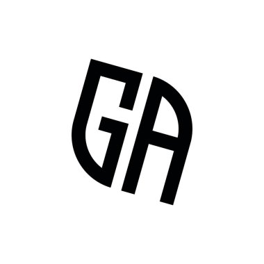 Beyaz arkaplanda izole edilmiş geometrik şekil vektör monogram tasarım şablonuna sahip GA logosu