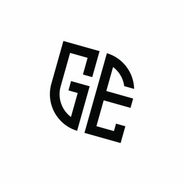Beyaz arkaplanda izole edilmiş geometrik şekil vektör monogram tasarım şablonuna sahip GE logosu