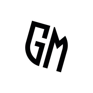 Beyaz arkaplanda izole edilmiş geometrik şekil vektör monogram tasarım şablonu olan GM logosu