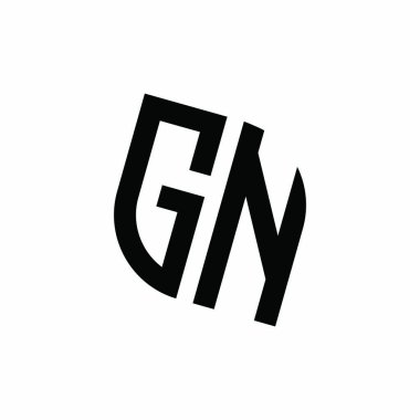 Beyaz arkaplanda izole edilmiş geometrik şekil vektör monogram tasarım şablonu olan GN logosu