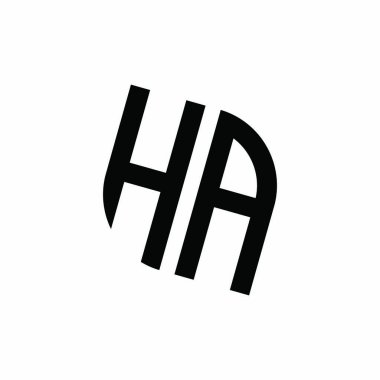 Beyaz arkaplanda izole edilmiş geometrik şekil vektör monogram tasarım şablonu olan HA logosu