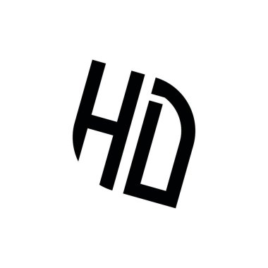 Beyaz arkaplanda izole edilmiş geometrik şekil vektör monogram tasarım şablonu olan HD logosu
