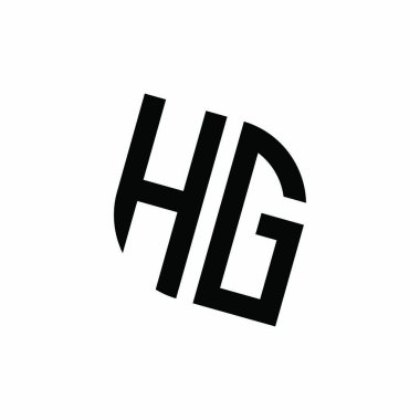 Beyaz arkaplanda izole edilmiş geometrik şekil vektör monogram tasarım şablonu olan HG logosu