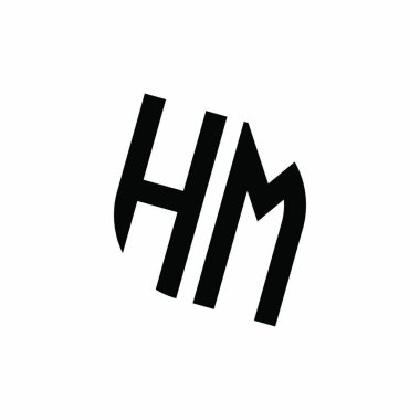 Beyaz arkaplanda izole edilmiş geometrik şekil vektör monogram tasarım şablonu olan HM logosu
