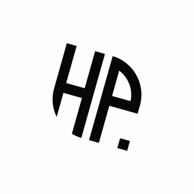Beyaz arkaplanda izole edilmiş geometrik şekil vektör monogram tasarım şablonu olan HP logosu