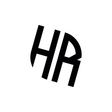 Beyaz arkaplanda izole edilmiş geometrik şekil vektör monogram tasarım şablonu olan HR logosu