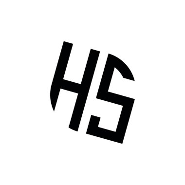 Beyaz arkaplanda izole edilmiş geometrik şekil vektör monogram tasarım şablonuna sahip HS logosu