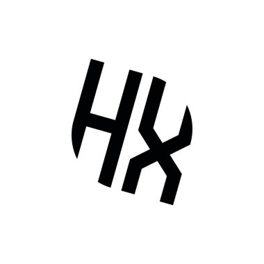 Beyaz arkaplanda izole edilmiş geometrik şekil vektör monogram tasarım şablonu olan HX logosu
