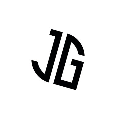 Beyaz arkaplanda izole edilmiş geometrik şekil vektör monogram tasarım şablonu olan JG logosu