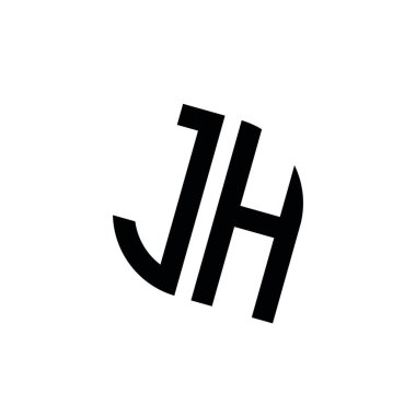 Beyaz arkaplanda izole edilmiş geometrik şekil vektör monogram tasarım şablonu olan JH logosu