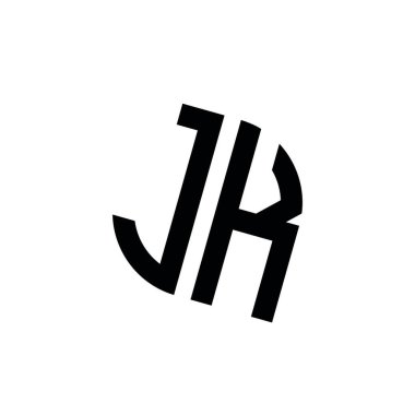 Beyaz arkaplanda izole edilmiş geometrik şekil vektör monogram tasarım şablonu olan JK logosu