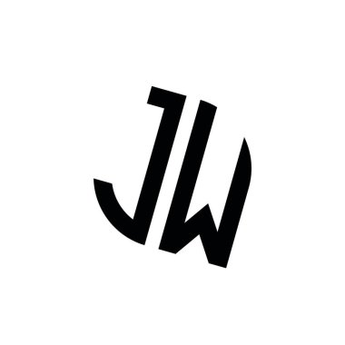 Beyaz arkaplanda izole edilmiş geometrik şekil vektör monogram tasarım şablonu olan JW logosu