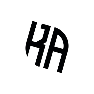 Beyaz arkaplanda izole edilmiş geometrik şekil vektör monogram tasarım şablonuna sahip KA logosu