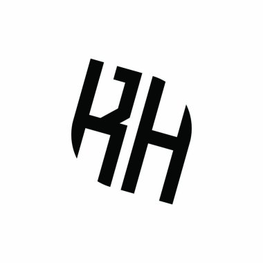 Beyaz arkaplanda izole edilmiş geometrik şekil vektör monogram tasarım şablonuna sahip KH logosu